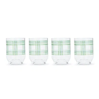 Demdaco Green Plaid Acrylic Glass Set Of 4 - 14oz