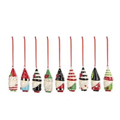 Demdaco Heartful Gnome Ornaments 9 Assorted - 1x3in In Black;white;red