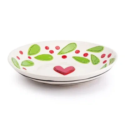 Demdaco Holly Berry Serving Bowl - 64oz In White;green;red