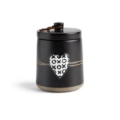 Demdaco Hugs & Kisses Art Heart Candle With Lid - 7.5oz In Black