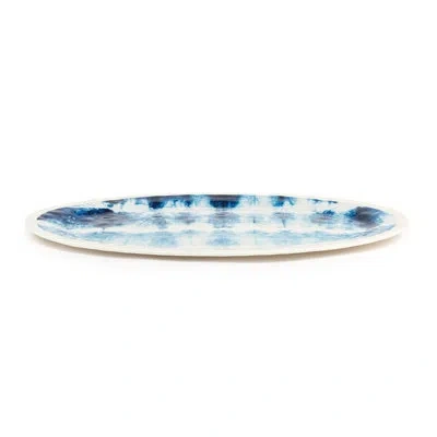 Demdaco Indigo Large Melamine Oval Platter - 20x14in In Blue
