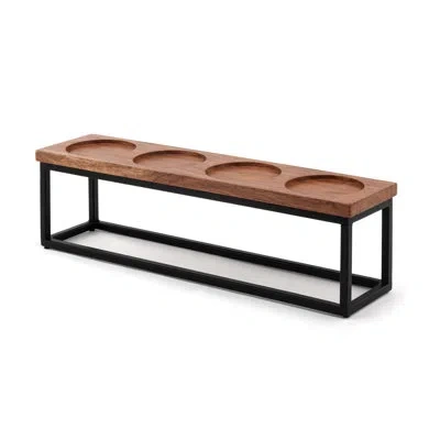 Demdaco Iron And Wood 4- Candle Holder - 18in In Black;brown