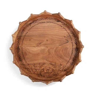 Demdaco Joy To The World Engraved Round Tray - 16in In Brown