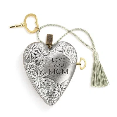 Demdaco Love You Mom Musical Sculpted Art Heart - 3.5in In Silver