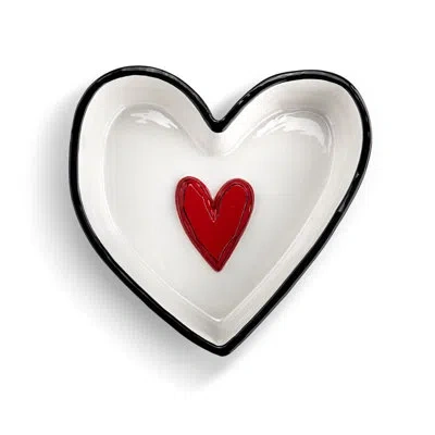 Demdaco Medium Red Heart Dish - 6in In Black;white;red