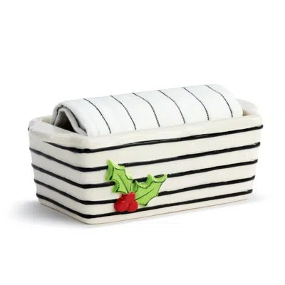 Demdaco Mini Loaf Pan With Towel Set - Holly Berry