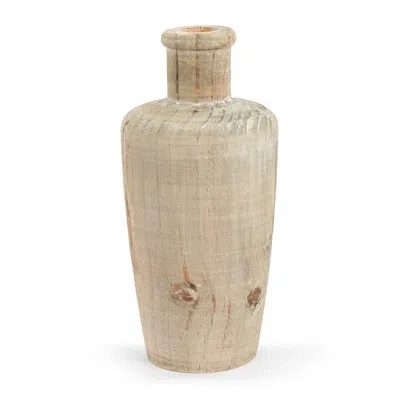 Demdaco Pine Wood Vase - 12in In Beige
