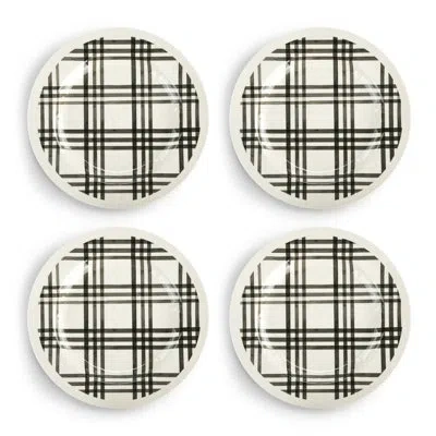 Demdaco Plaid Melamine Dinner Plates Set Of 4 - 11in In Black