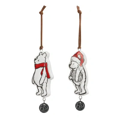 Demdaco Pooh Ceramic Ornaments 2 Assorted - 2x5in In Brown;white