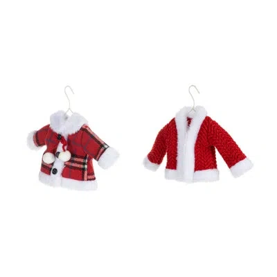 Demdaco Red Winter Coat Ornaments Set Of 2 - 7x5in