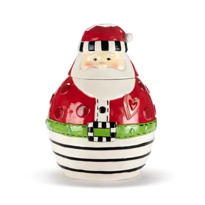 Demdaco Santa Striped Cookie Jar - 7x10in In Red