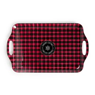 Demdaco Season's Eatings Plaid Melamine Tray - 19x11.5in In Red