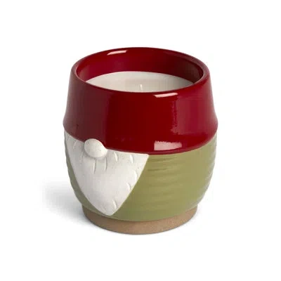Demdaco Small Ceramic Gnome Candle - 8oz In Brown;red