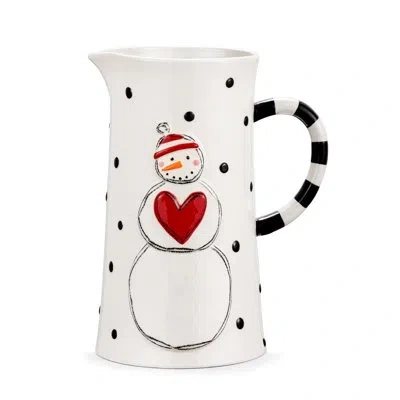 Demdaco Snowman Polka Dot Pitcher - 64oz In White