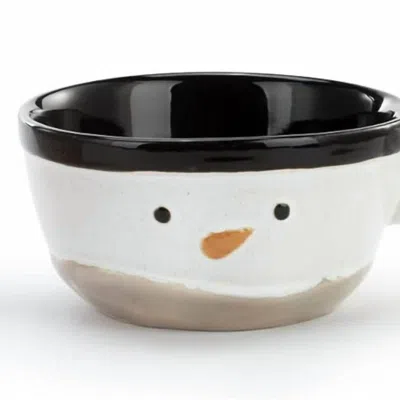 Demdaco Snowman Soup Crock & Bowl Cozy In White Snowman In Multi