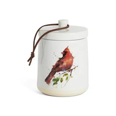 Demdaco Spring Cardinal Candle With Lid - 7.5oz In White