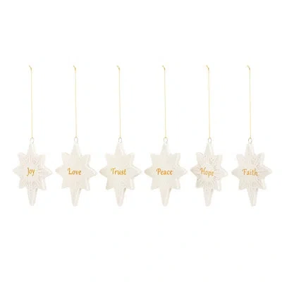 Demdaco Star Of Bethlehem Ornaments 6 Assorted - 2.5x3in In White