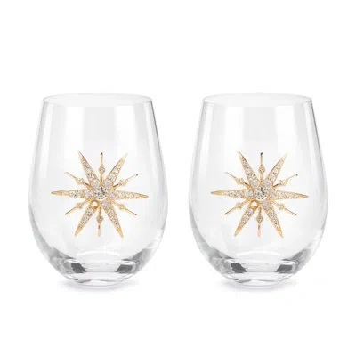 Demdaco Star Of Bethlehem Wine Glasses Set Of 2 - 18oz In Silver