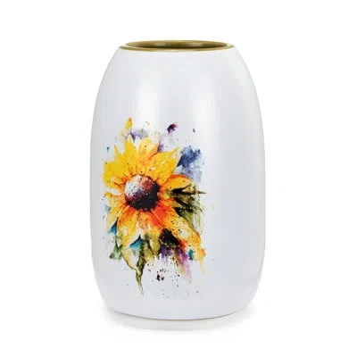Demdaco Sunflower Color Vase - 7in In White