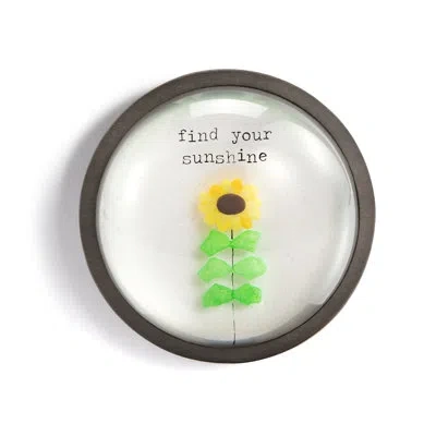 Demdaco Sunflower Paperweight In Translucent,brown,green,yellow