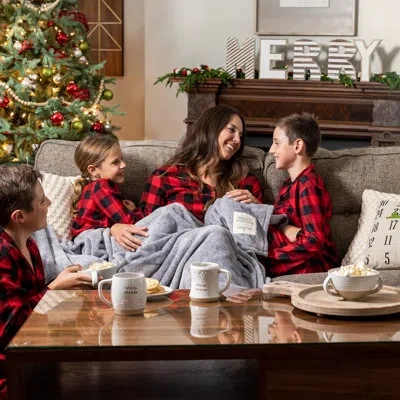 Demdaco Together Time Family Fleece Throw In Blue