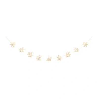Demdaco White Poinsettia Felt Garland - 72in