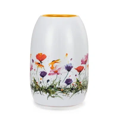 Demdaco Wildflowers Color Vase - 7in In White;red
