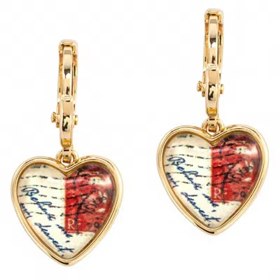 Demdaco Women's Ps I Love You Art Heart Earrings In Gold