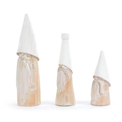 Demdaco Wood Decorative Gnomes - 3 Assorted In White