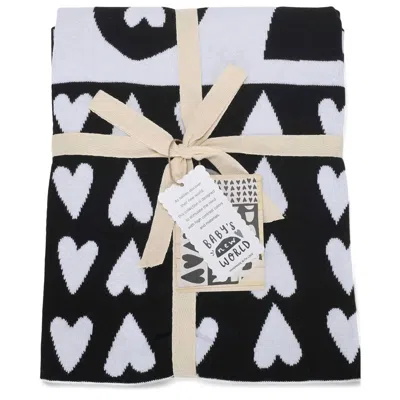 Demdaco Woven Blanket In Black And White