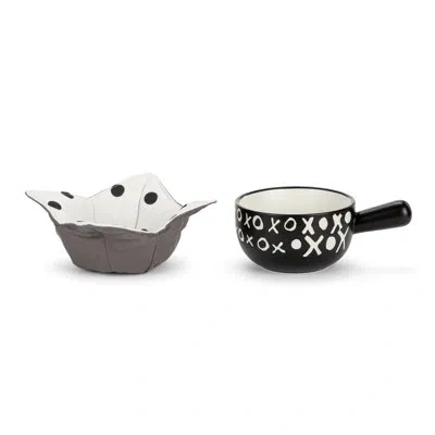 Demdaco Xo Soup Crock & Bowl Cozy - 8.5in In Black