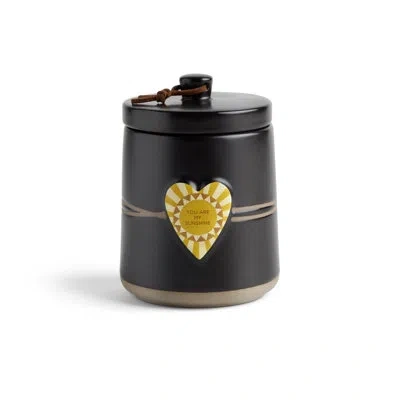 Demdaco You Are My Sunshine Art Heart Candle With Lid - 7.5oz In Black