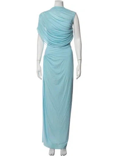 Pre-owned Deme Asymmetrical Long Dress In Blue
