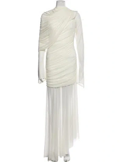 Pre-owned Deme Asymmetrical Long Dress In White