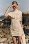 Deme By Gabriella Colette Short-sleeve Mini Cape Dress In White