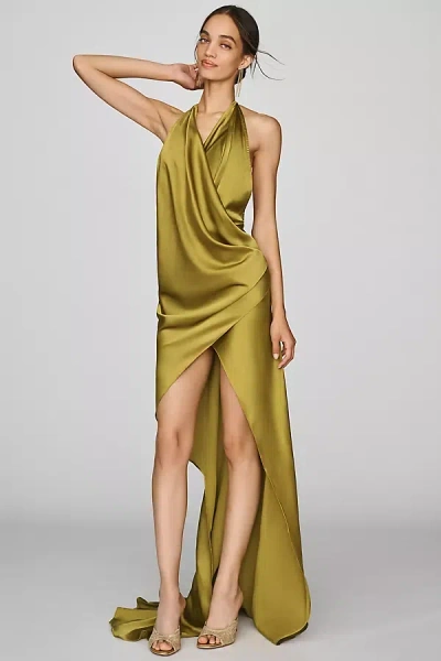 Deme By Gabriella Evara Asymmetric Maxi Dress In Green