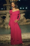 Deme By Gabriella Heloise Off-shoulder Ruched Maxi Dress In Red