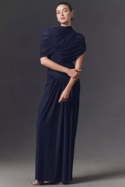 Deme By Gabriella Jasmine Draped Maxi Dress In Blue