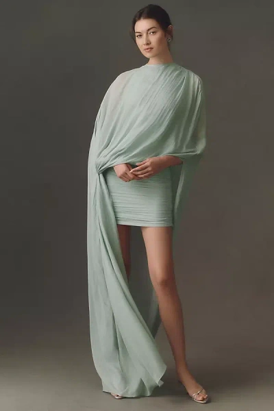 Deme By Gabriella Sloane Overlay Cape Dress In Green