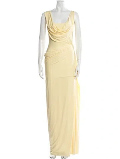 Pre-owned Deme Cowl Neck Long Dress In Yellow