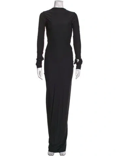 Pre-owned Deme Crew Neck Long Dress In Black