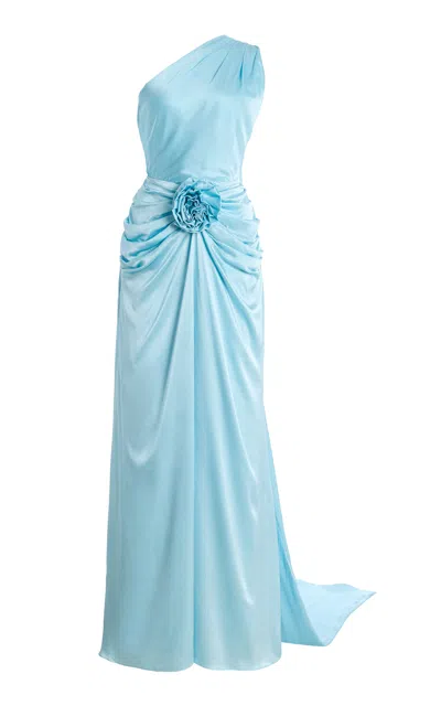 Deme Exclusive Marita Silk Maxi Dress In Blue