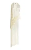 Deme Exclusive Storkie Fringed Silk Midi Top In Neutral