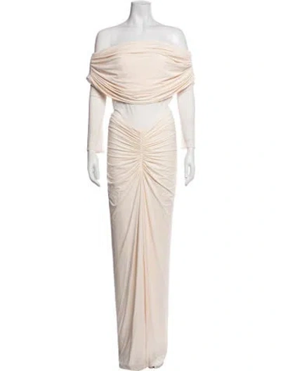 Pre-owned Deme Off-the-shoulder Long Dress W/ Tags In Neutrals