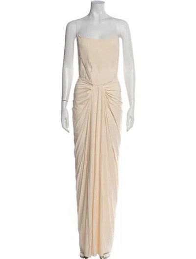 Pre-owned Deme Strapless Long Dress In Neutral