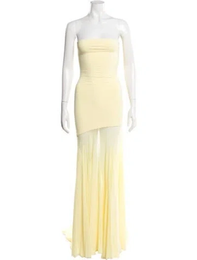 Pre-owned Deme Strapless Long Dress In Yellow