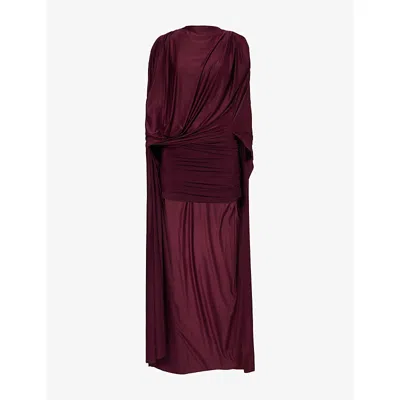 Deme Womens Aubergine Alexandra Draped Stretch-mesh Mini Dress In Purple