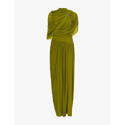 Deme Womens Jasmine Draped Stretch-woven Maxi Dress Lime Green