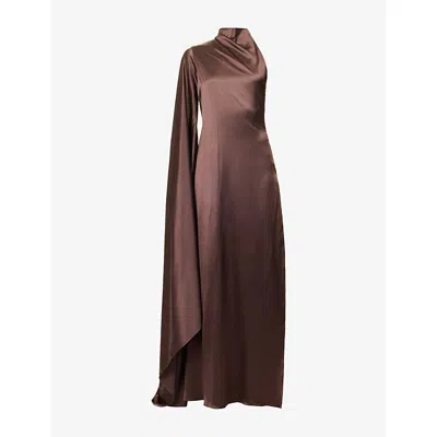 Deme Womens Patty Asymmetric Silk Maxi Dress Coco Xs