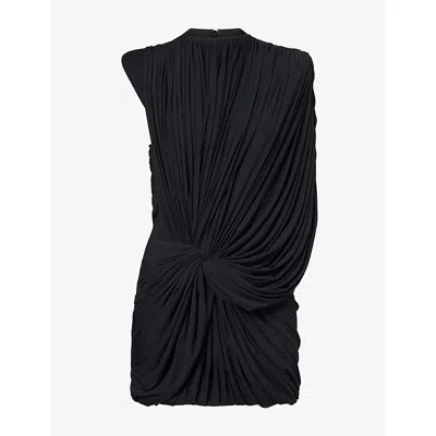 Deme Womens Starling Draped Mesh Mini Dress Black